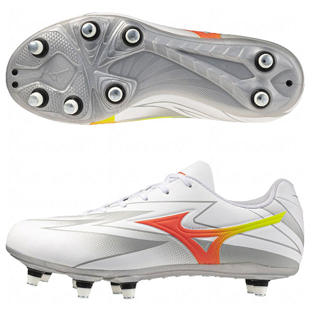 【7/26AM1時59分までポイント10倍】ワイタンギ CLUB ホワイト×オレンジ 【MIZUNO|ミズノ】ラグビースパイクr1ga261054|kemari87店