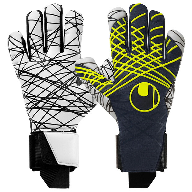 プレディクション ウルトラグリップ ハーフネガティブ　ネイビー×フローイエロー　【Uhlsport|ウールシュポルト】サッカーフットサルゴールキーパーグローブ1011328-01