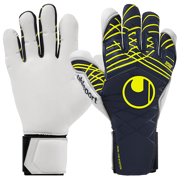 プレディクション アブソルートグリップ スキンカット　ネイビー×フローイエロー　【Uhlsport|ウールシュポルト】サッカーフットサルゴールキーパーグローブ1011332-01