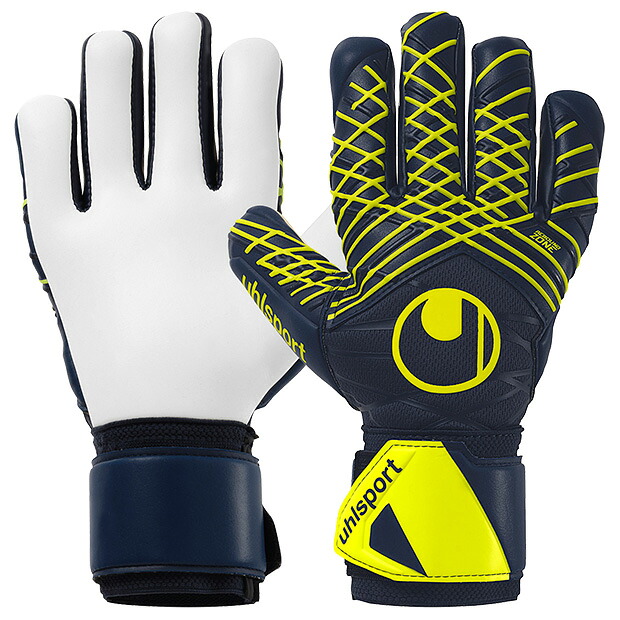 プレディクション スーパーソフト ハーフネガティブ　ネイビー×フローイエロー　【Uhlsport|ウールシュポルト】サッカーフットサルゴールキーパーグローブ1011334-01