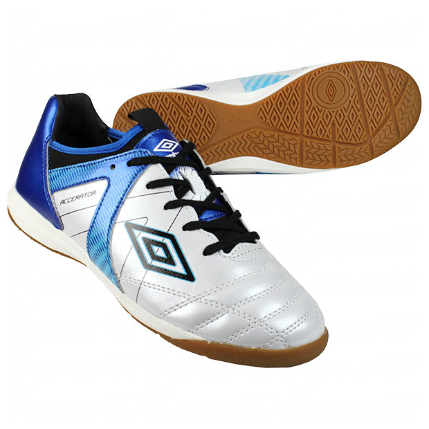 【4/11AM1時59分までポイント5倍】ジュニア アクセレイター TR JR WIDE IN　ホワイト×ブルー　【UMBRO|アンブロ】ジュニアフットサルシューズuf5sfcf1j-whbl