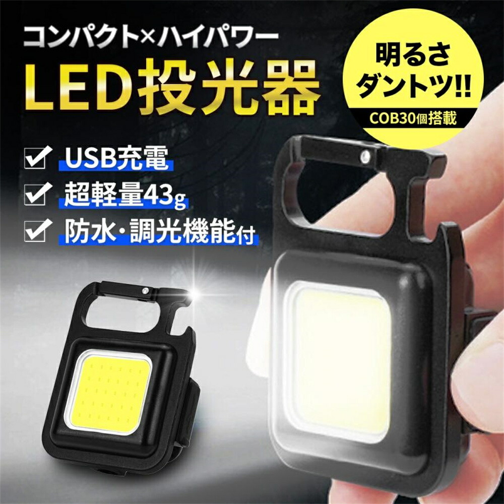 【楽天市場】|| ポイント5倍実施中 || ミニ投光器 ミニ作業ライト ledライト 小型充電式led作業灯 カラビナライト 充電式 4つ点灯 ...