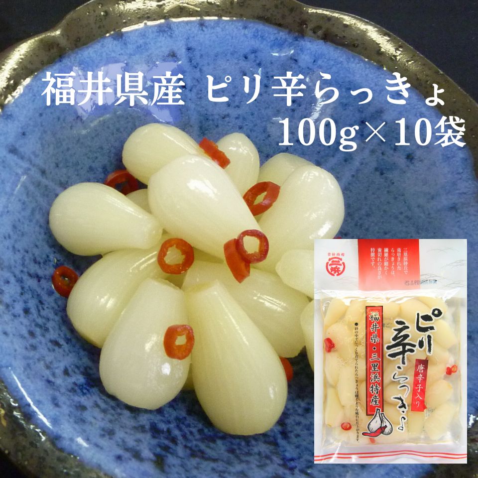 福井県三里浜産 三年子 ピリ辛らっきょ 100ｇ×10個 セット 国産 らっきょう 漬物 シャキシャキ 食感 ご飯のお供