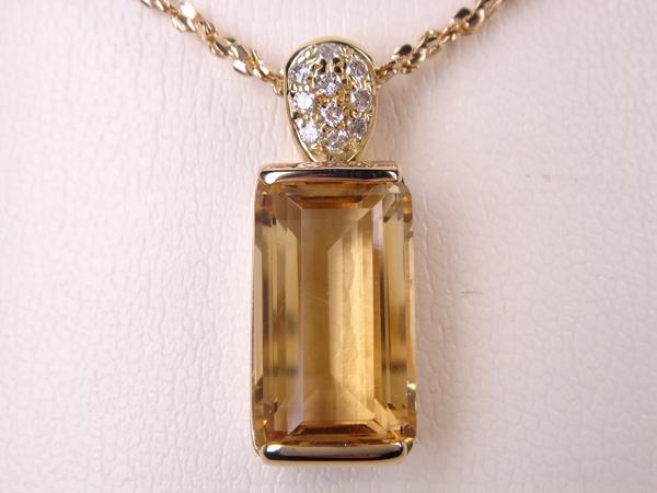 5.93ct K18★18金シトリントパーズ デザインペンダント|KenBrand