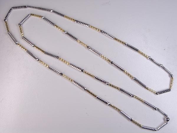 16.7g 2WAY　65ｃｍ　18金＆ホワイト　コンビゴールドロングネックレス　スライド｜ＫenＢrand