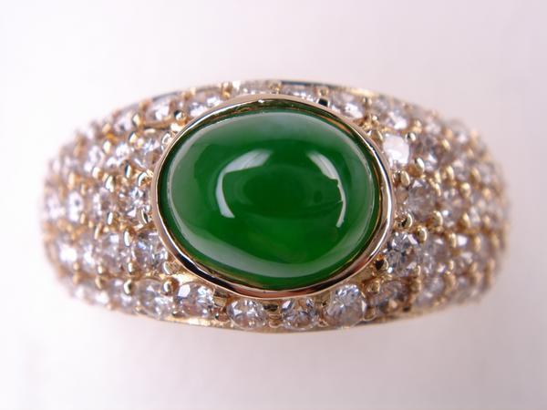 楽天市場】大粒 ロウカン！9.36ct 翡翠 ダイヤモンド K18 YG リング