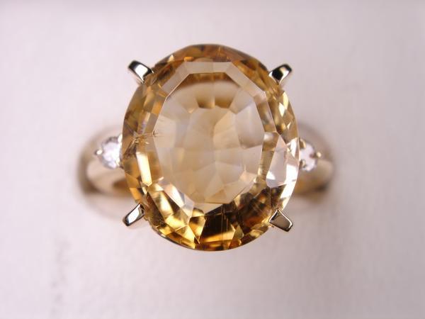 K18 シトリントパーズ&ダイヤ0.10ct リング★イエローゴールド|KenBrand