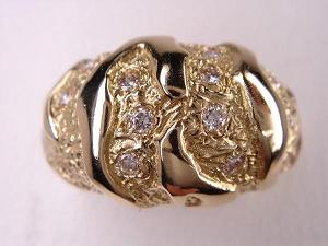 0.23ct K18 ダイヤ・ゴールドデザインリング　重厚感あるデザイン｜ＫenＢrand
