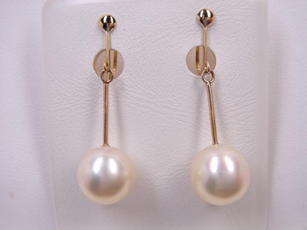 K18 18金パールスイングイヤリング★9.3ｍｍ｜ＫenＢrand
