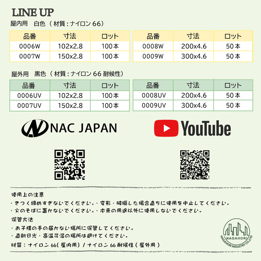 お気に入 幅2.8mm×長さ150mm NAC インシュロック 手で切れる結束バンド ねじっ手バンド ケーブルバンド 100本入 ケーブルタイ 白  ナイロン 屋内用 文房具・事務用品