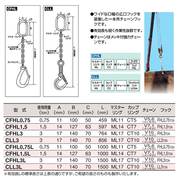 さいませ HHH チェーンフック3tロング(LL3付) 1本 CLL3L ※配送毎送料要 ホームセンターグッデイ - 通販 - PayPayモール  すぐにご - shineray.com.br