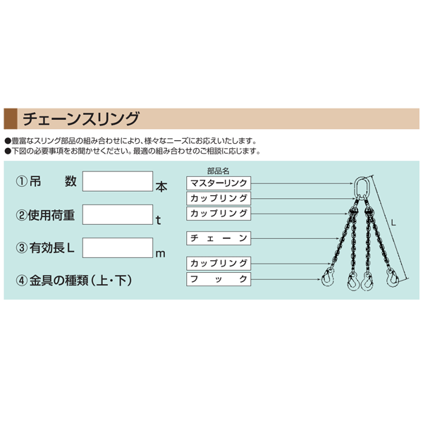 高価値セリー スリーエッチ チェーンスリング 有効長l 1 5m 使用荷重6 0t Scs10q 吊数4 親環ml22 Hhh Fucoa Cl