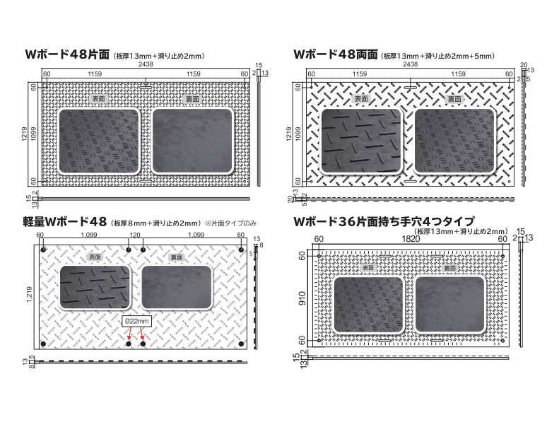 贈る結婚祝い 樹脂製敷板 軽量 Wボード 3×6尺 910mm×1,820mm×13 8 mm 13kg 1枚組 片面凸 滑り止め 黒 緑 グレー  敷鉄板 樹脂マット 防振マット 搬入路 駐車場 仮設 pacific.com.co