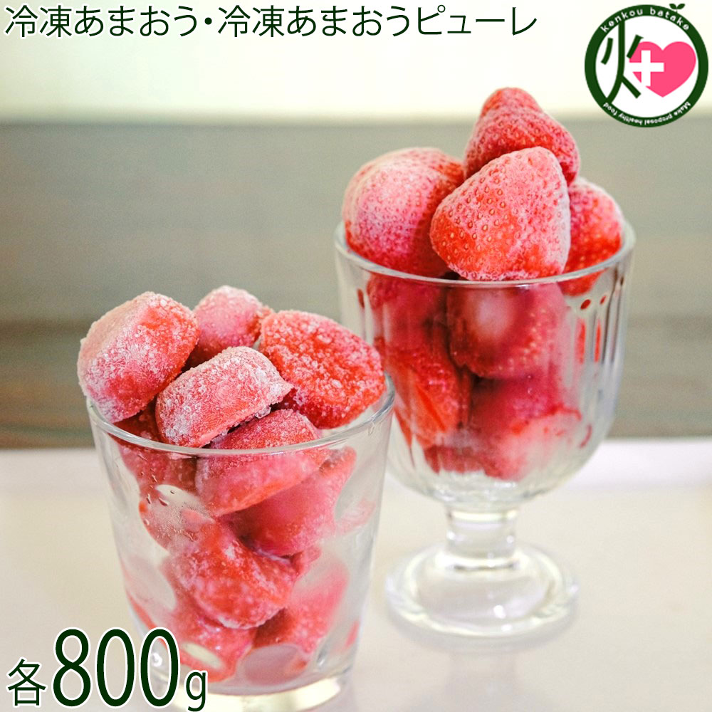よっちゃんファーム 福岡県産いちご 冷凍あまおう 冷凍あまおうピューレ 各800g 食べ比べセット