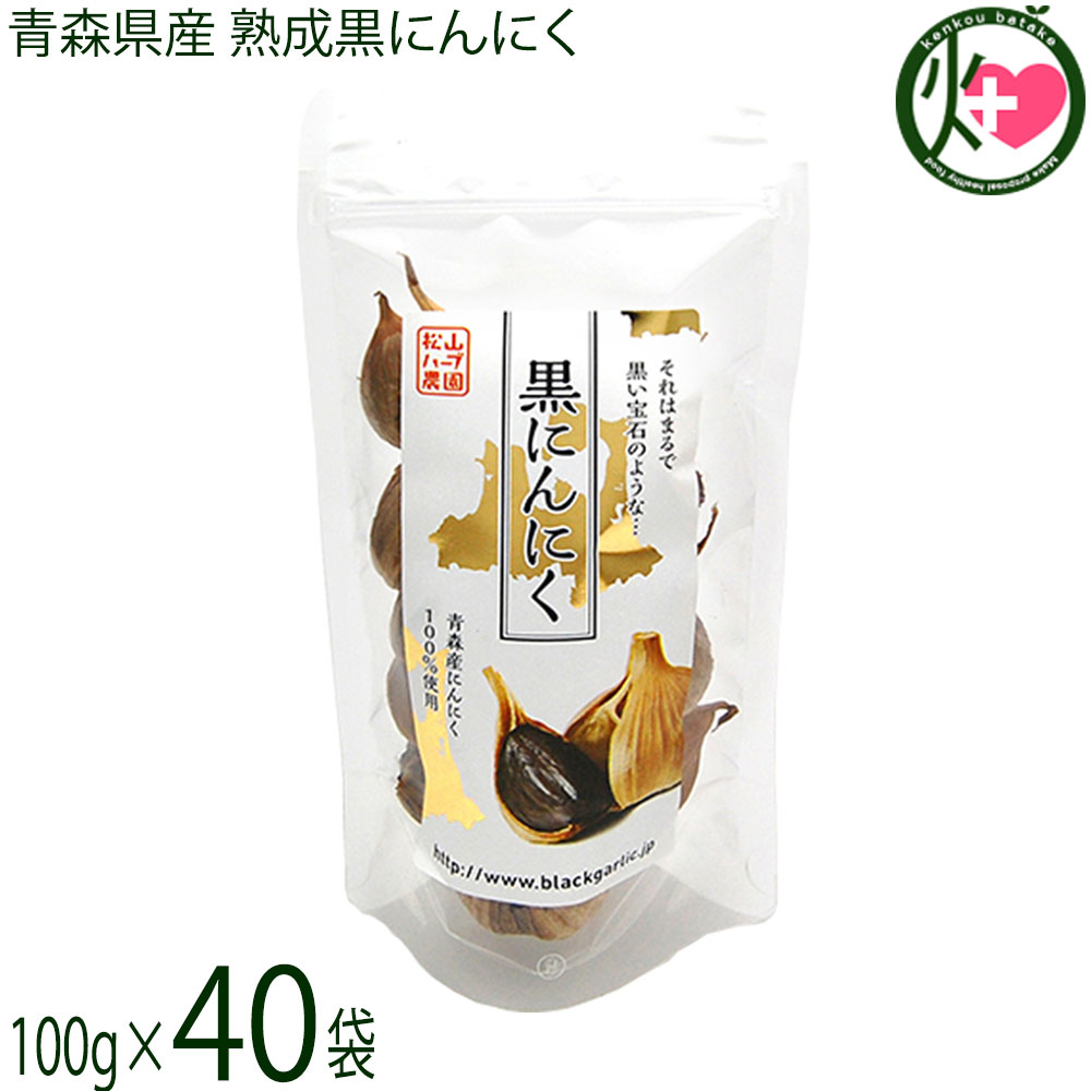 松山ハーブ農園 青森県産 熟成黒にんにく 100g&times;40袋 スタンドパック｜けんこう畑 26,010円