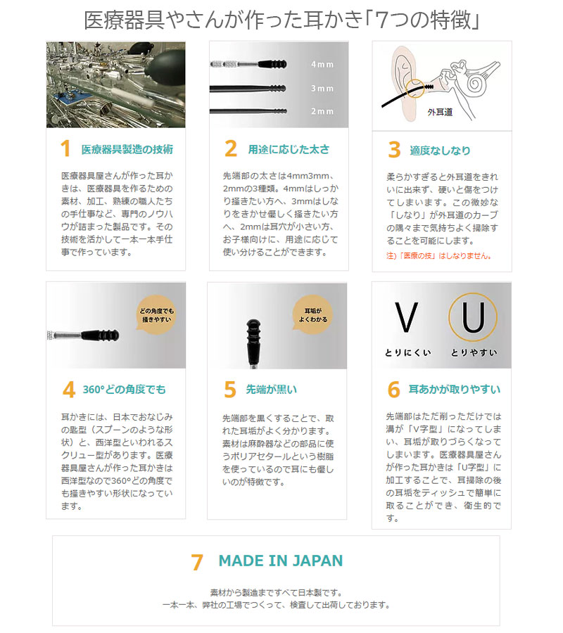 楽天市場 耳かき 医療器具屋さんが作った耳かき 匠の技 先端 2mm 日本製 細め 細い 耳掃除 耳用 耳垢 ごっそり メール便 送料無料 健康ｆａｎ 楽天市場店