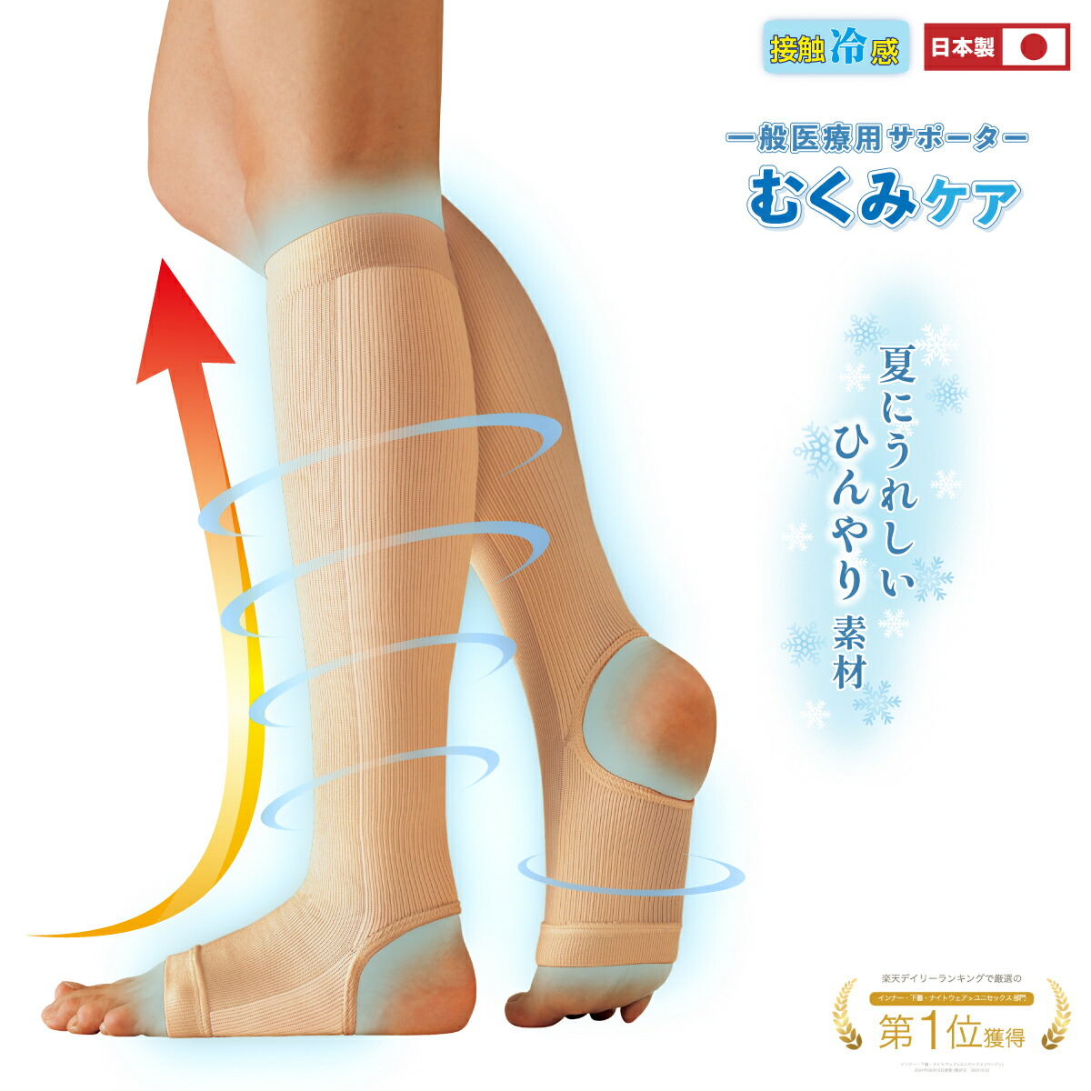 【一般医療機器】涼感 キュッと 一般医療用 サポーター メンズ レディース 着圧 夏用 