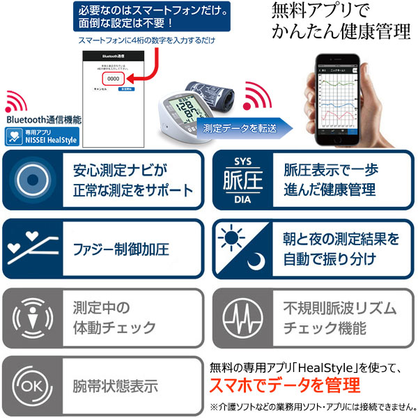 楽天市場 血圧計 上腕式 Ds S10 Nissei 上腕式デジタル血圧計 スマホ連動 健康管理 介護 看護 家庭用 医療用 Esh合格モデル セルフチェック 簡単 シンプル 自動加圧 メモリー機能 健康fan 楽天市場店
