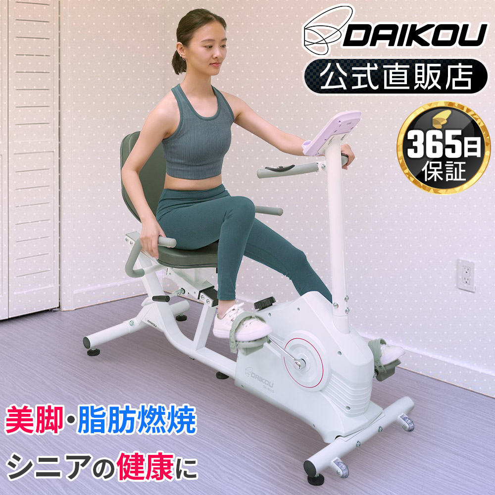 【2025新商品】 フィットネスバイク 低床 静音 マグネット式 負荷14段階調整 家庭用 連続使用時間60分 リカンベントバイク 背もたれ付き 軽量小型 介護 リハビリ 健康増進 エアロ トレーニング プレゼント ギフト ダイコー DK-6010