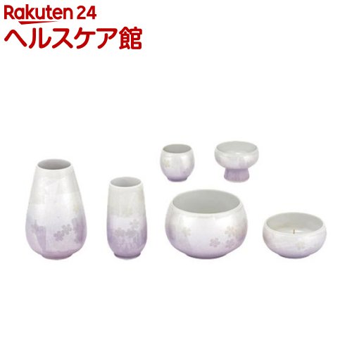 宇野千代の仏具揃え 九谷焼銀彩 淡墨の桜 6点セット(1セット)【日本香堂】|24 ヘルスケア館