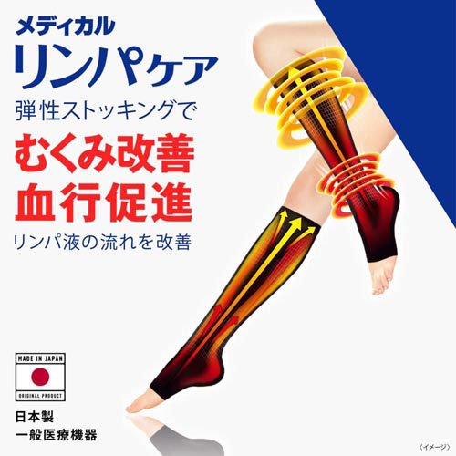 メディキュットリンパケア弾性着圧ソックスひざ下つま先なしむくみケアMサイズ