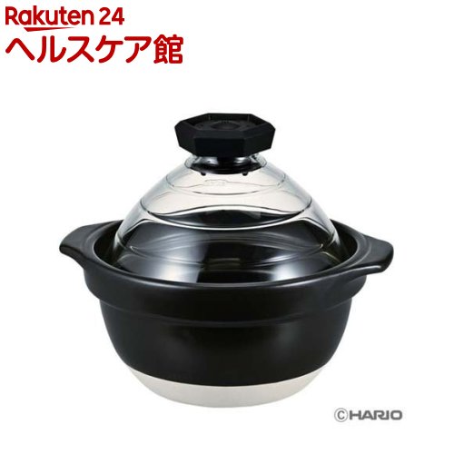 フタがガラスのご飯釜 2~3合 GNR-200-B-W(1個)【ハリオ(HARIO)】|24 ヘルスケア館