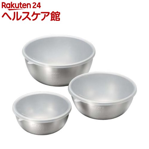 燕三 シリコーン蓋付ステンレスボール3点セット EM-047(1セット)【燕三】