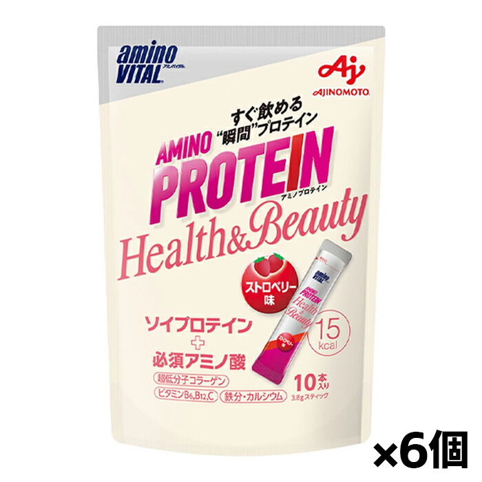 味の素 アミノバイタル アミノプロテイン for Woman ストロベリー味 10本入 x6個(ソイプロテイン アミノ酸 パウダー)
