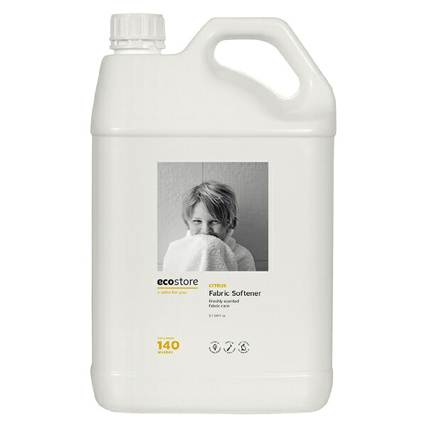 [ecostore]エコストア 柔軟剤 ファブリック ソフナー 詰替え用 シトラス 5L (大容量 弱酸性 ほのかに香る 赤ちゃんの服にも ノンシリコン 静電気防止 柔軟剤)