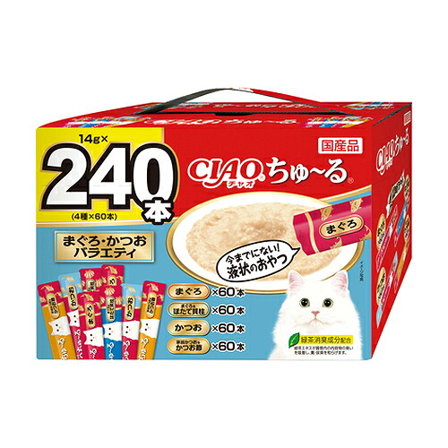CIAO ちゅ～る まぐろ・かつおバラエティ(14g x240本入り)(キャットフード 猫用ごはん おやつ チュール)