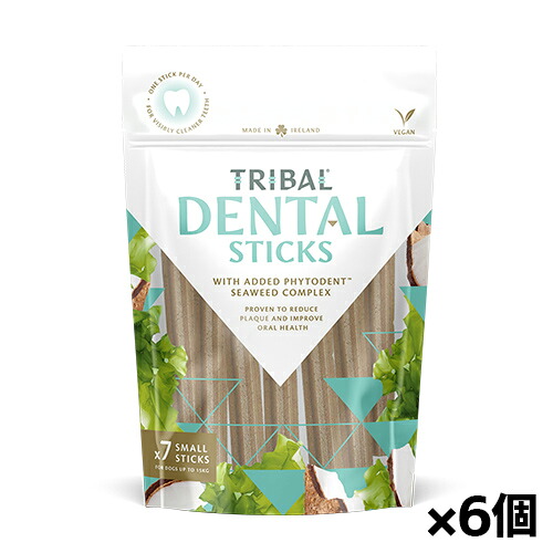 [TRIBAL]トライバル デンタルスティック スモール 13gx7本入り x6個(犬用おやつ フコイダン　海洋性抗酸化ポリフェノール配合 歯みがき 歯石 デンタルケア アイルランド産)｜健康エクスプレス