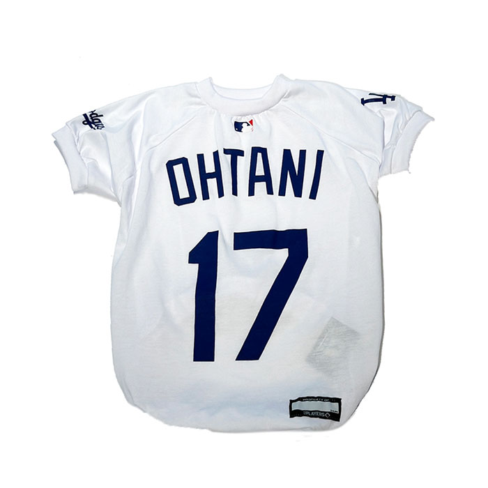 MLB公式 ロサンゼルス ドジャース 大谷翔平選手モデル ユニフォーム 野球 Tシャツ ホワイト Lサイズ Los Angeles Dodgers ペット(ペット用品 応援グッズ)