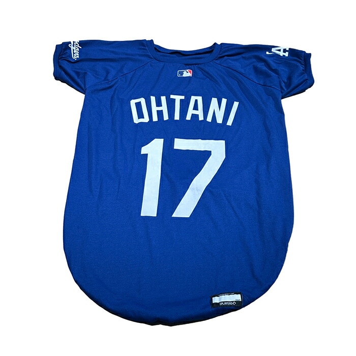 MLB公式 ロサンゼルス ドジャース 大谷翔平選手モデル ユニフォーム 野球 Tシャツ ブルー 3XLサイズ Los Angeles Dodgers ペット(ペット用品 応援グッズ)