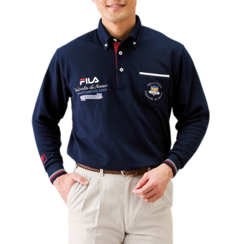 楽天市場】ポロシャツ 裏起毛 長袖 メンズ 裏起毛 刺繍入りポロシャツ