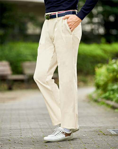 楽天市場】スラックス メンズ シニア 裾上げ済み コットン スラックス