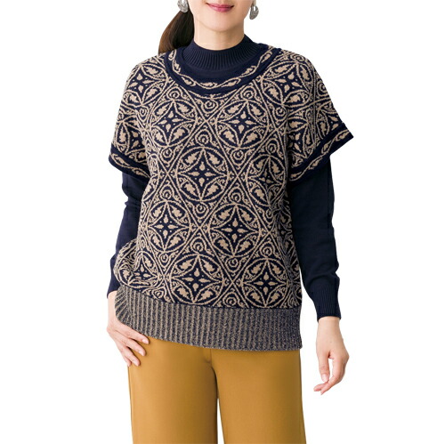 楽天市場】ベスト シニア グレー クルーネック レディース 日本製 ジャ