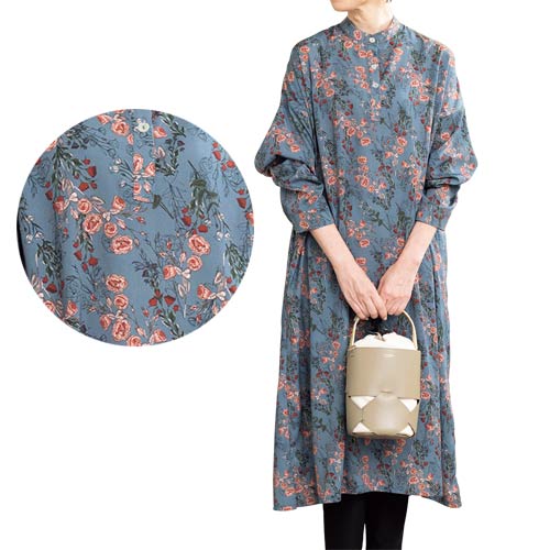 楽天市場】ワンピース 膝丈 無地 ボーダー 花柄 丸首 紺色 レディース