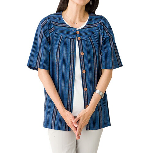 楽天市場】ブラウス 前開き レディース シニア 春夏 日本製 亀田縞