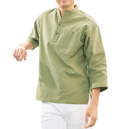 楽天市場】シャツ 七分袖 ネイビー グレー ストライプ メンズ シニア