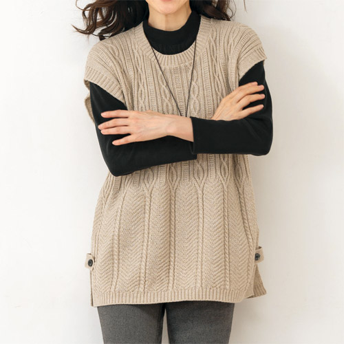 楽天市場】ベスト シニア グレー クルーネック レディース 日本製 ジャ