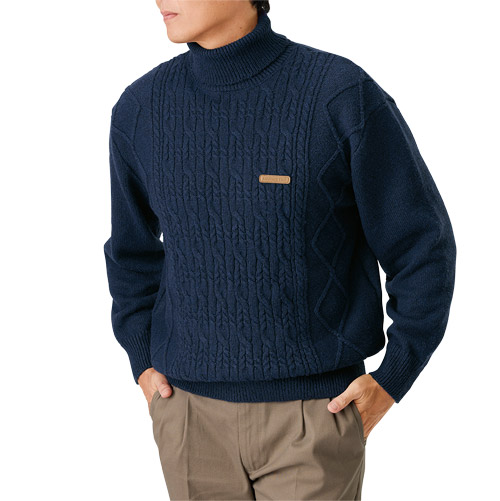 楽天市場】セーター ニット メンズ シニア 秋冬 マフラー要らずの暖か