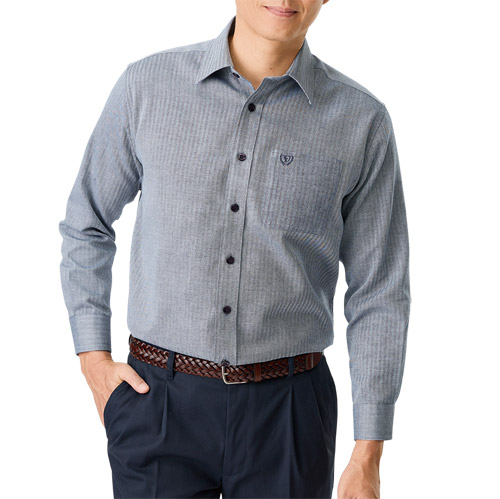 楽天市場】カジュアルシャツ 長袖 メンズ シニア ウール混 ストライプ