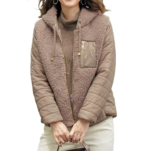 楽天市場】ブルゾン エコファー フーディー レディース 2WAY フェイク