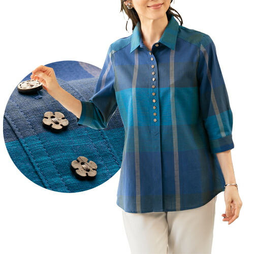 楽天市場】ブラウス バンドカラー 白 七分袖 レディース 総刺しゅう