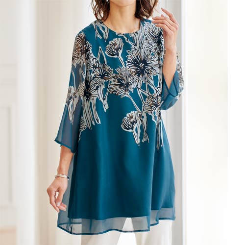 楽天市場】チュニック トップス レディース シルク100％ モチーフ