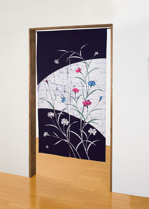 楽天市場】ろうけつ染めのれん カーネーション柄 のれん 花柄
