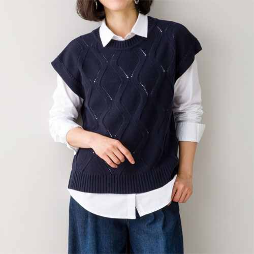 楽天市場】ベスト 半袖 ニット プルオーバー レディース 秋冬 日本製