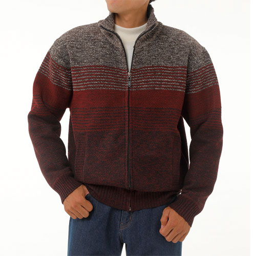 楽天市場】ニットブルゾン 裏起毛 ジャンパー ニットジャケット メンズ