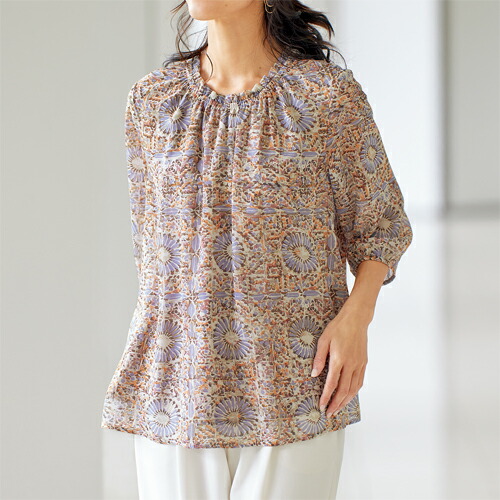 楽天市場】チュニック ブラウス ボートネック レディース 日本製 麻混