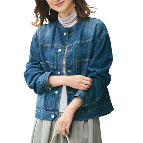 Super Beauty ノーカラージャケット デニム 楽天市場】デニム ジャケット レディース おしゃれ きれいめ